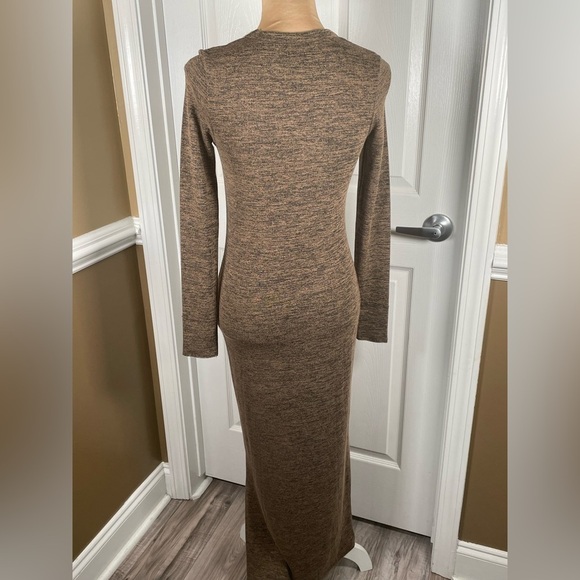 FRENCH CONNECTION Brown Black Space Dye Mélange Long Sleeve Sweater Dress Sz 8 - Picture 9 of 11